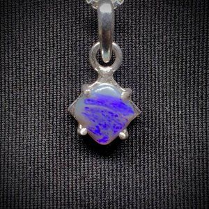 Blue Jazz Lightning Ridge Australian Opal Necklace .925 Sterling Silver Vintage